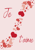 Je t'aime avec des coeurs en cascade